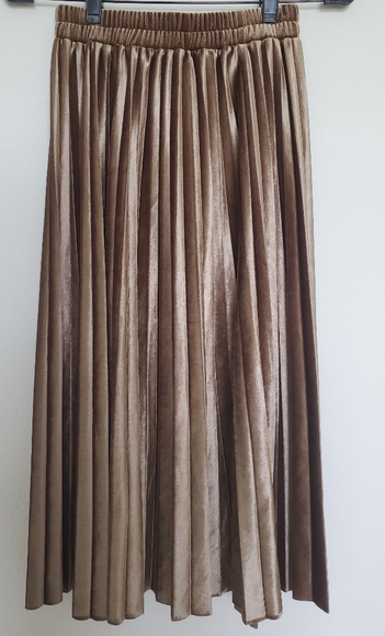 SOLD 🎈NWOT Pleated Metallic Midi Skirt - Picture 8 of 12